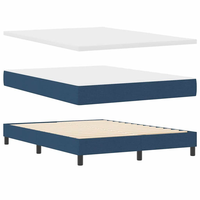 Pat cu arcuri cu headboard albastru 140 x 200 cm țesătură WALTI