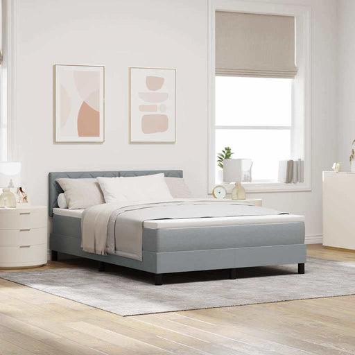 Pat cu arcuri cu headboard Gri deschis 160 x 200 cm țesătură - WALTI WALTI