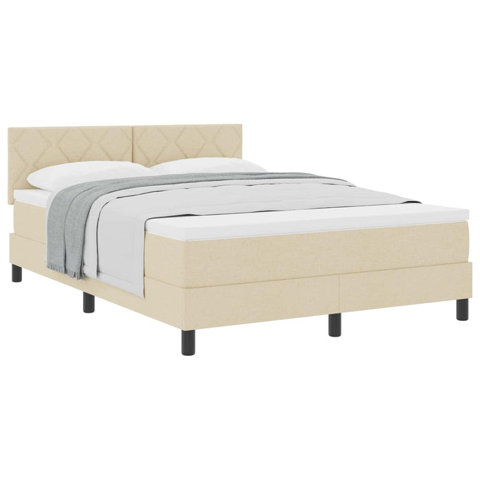 Pat cu arcuri cu pernă cu headboard Crem 160 x 200 cm țesătură WALTI