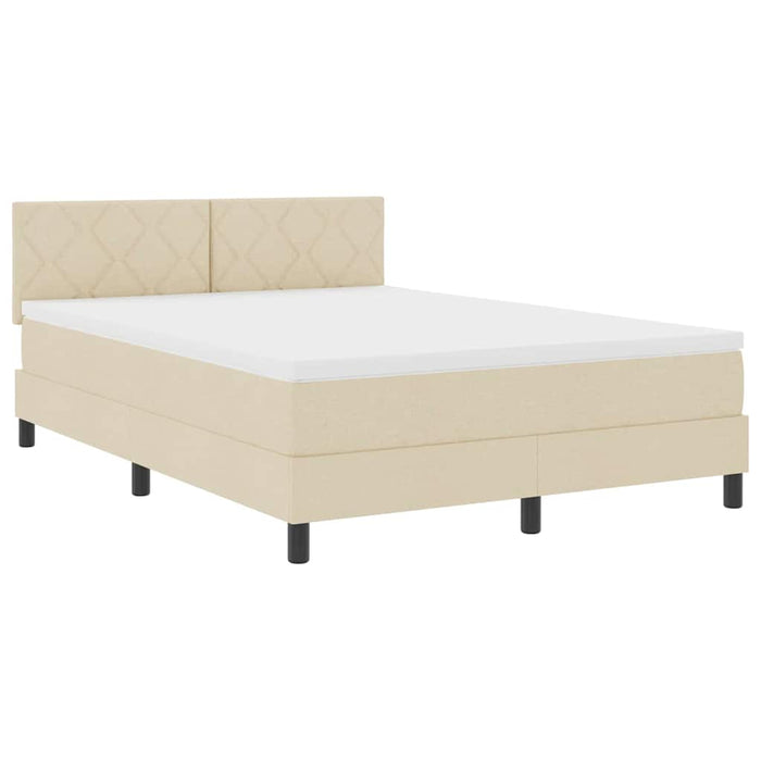 Pat cu arcuri cu pernă cu headboard Crem 160 x 200 cm țesătură WALTI