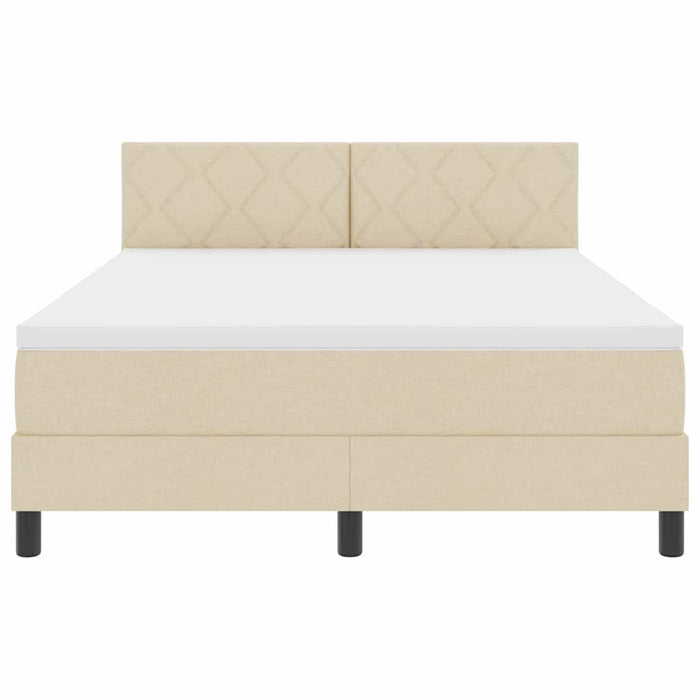 Pat cu arcuri cu pernă cu headboard Crem 160 x 200 cm țesătură WALTI