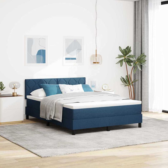 Pat cu arcuri cu headboard albastru 160 x 200 cm țesătură WALTI