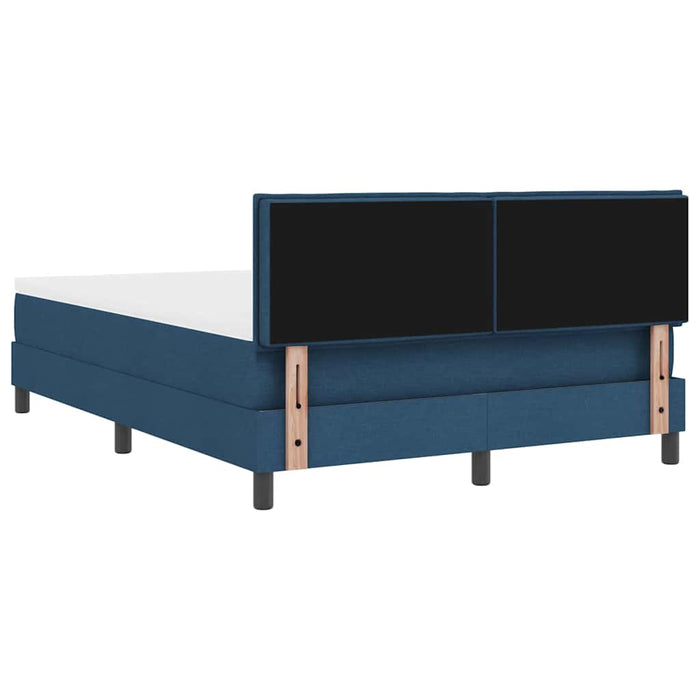 Pat cu arcuri cu headboard albastru 160 x 200 cm țesătură WALTI