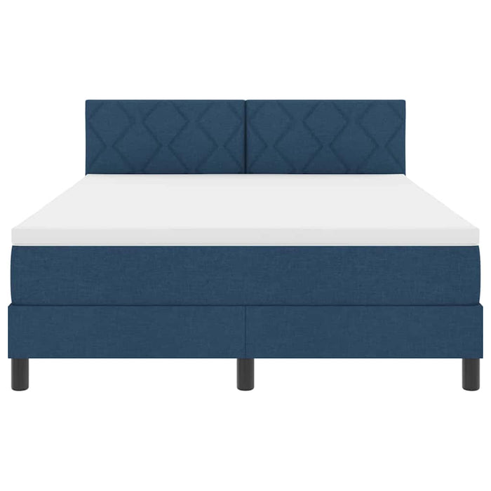 Pat cu arcuri cu headboard albastru 160 x 200 cm țesătură WALTI