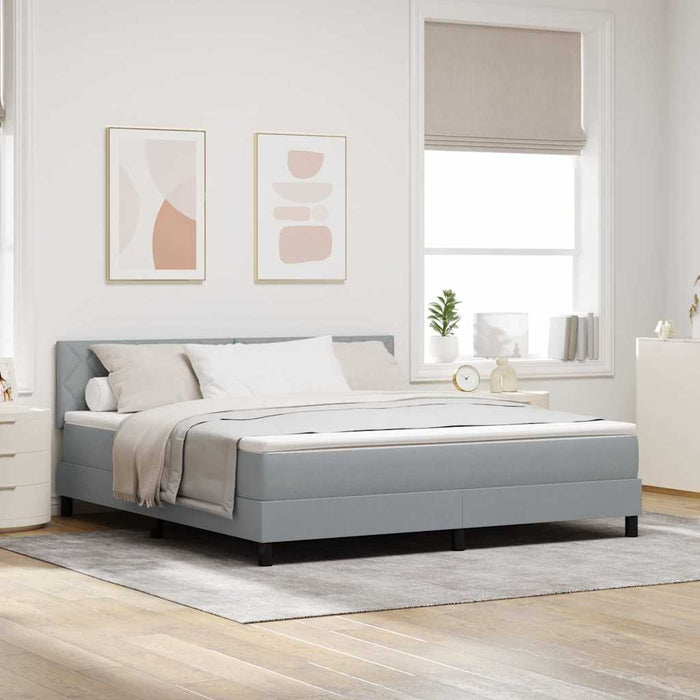 Pat cu arcuri cu headboard Gri deschis 180 x 200 cm țesătură WALTI