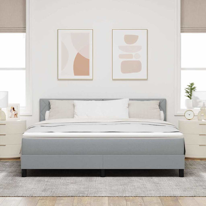 Pat cu arcuri cu headboard Gri deschis 180 x 200 cm țesătură WALTI