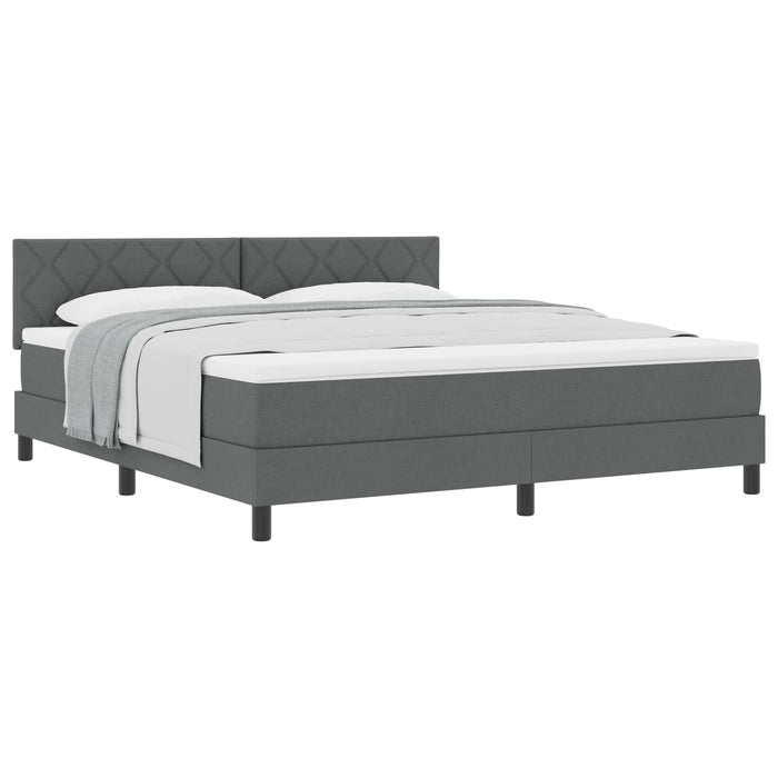 Pat cu arcuri cu headboard Gri închis 180 x 200 cm țesătură WALTI