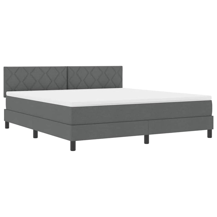 Pat cu arcuri cu headboard Gri închis 180 x 200 cm țesătură WALTI