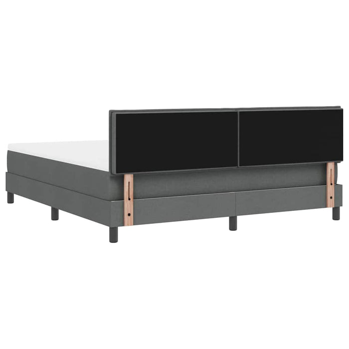 Pat cu arcuri cu headboard Gri închis 180 x 200 cm țesătură WALTI