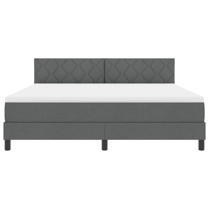 Pat cu arcuri cu headboard Gri închis 180 x 200 cm țesătură WALTI