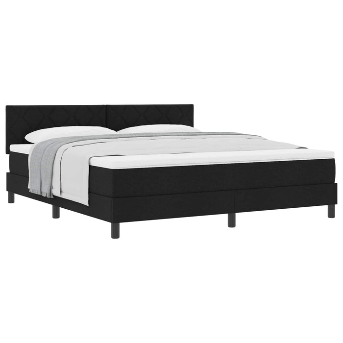 Pat cu arcuri cu headboard Manual Negru 180 x 200 cm țesătură - WALTI WALTI