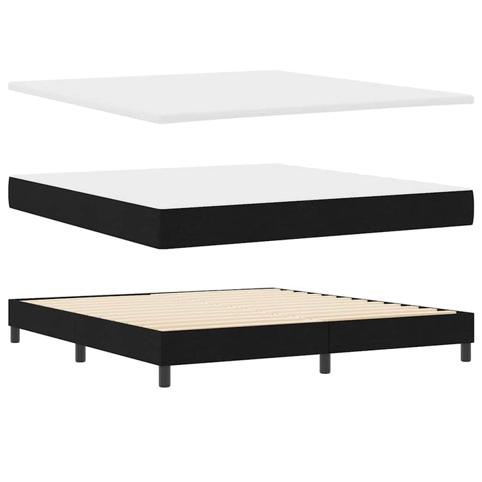 Pat cu arcuri cu headboard Manual Negru 180 x 200 cm țesătură - WALTI WALTI