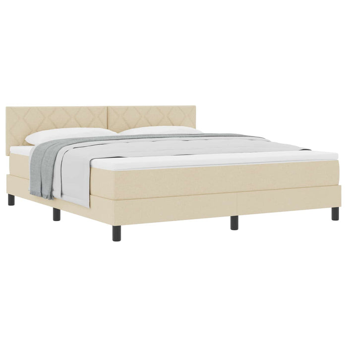 Pat cu arcuri cu pernă cu headboard Crem 180 x 200 cm țesătură WALTI
