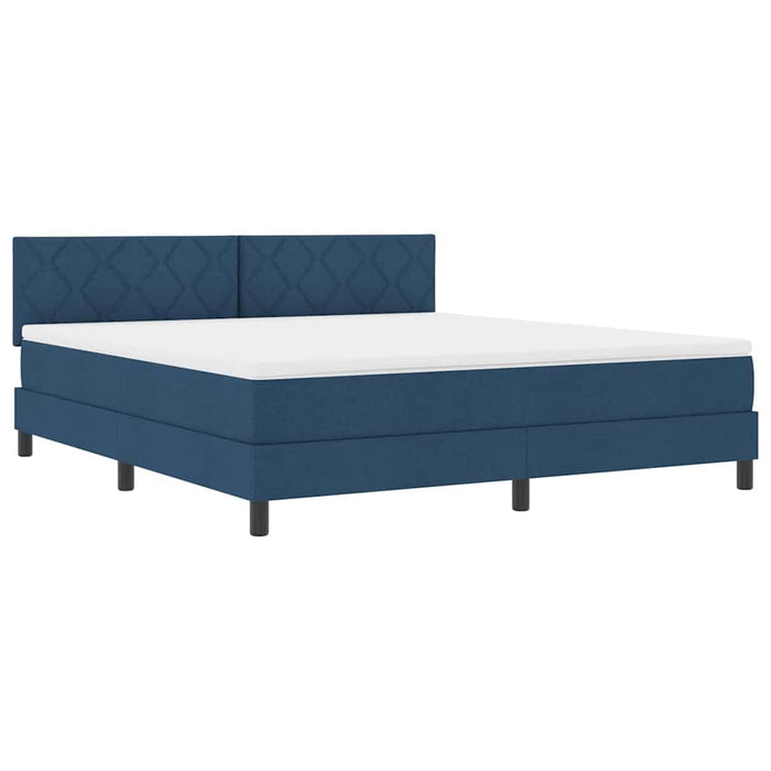 Pat cu arcuri cu headboard albastru 180 x 200 cm țesătură - WALTI WALTI