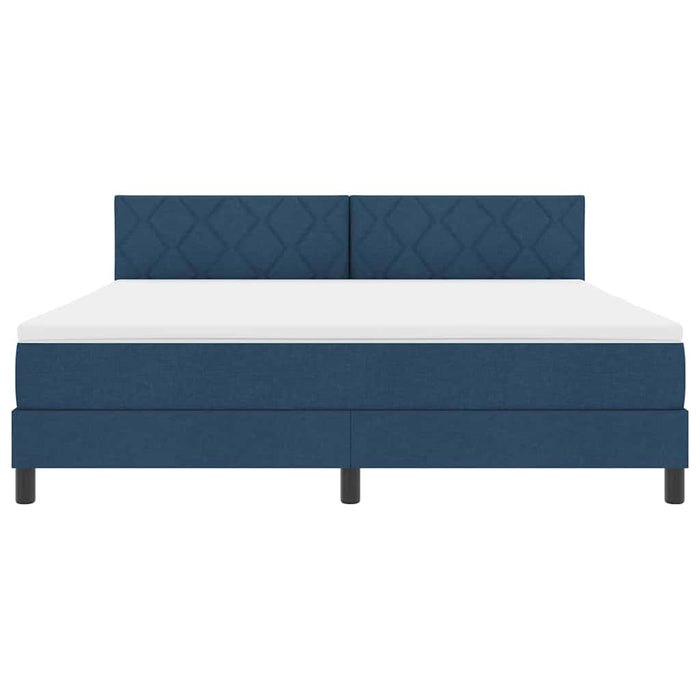 Pat cu arcuri cu headboard albastru 180 x 200 cm țesătură - WALTI WALTI