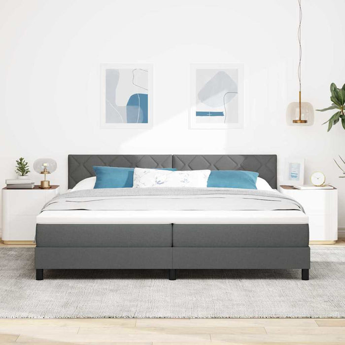 Pat cu arcuri cu pernă Manual Gri închis 200 x 200 cm țesătură - WALTI WALTI