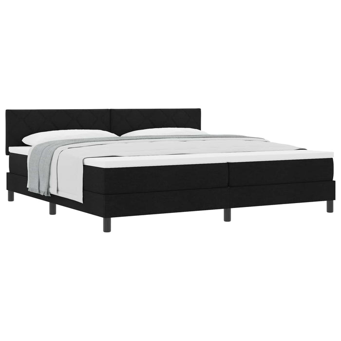 Pat cu arcuri cu saltea Negru 200 x 200 cm țesătură - WALTI WALTI