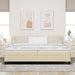 Pat cu arcuri cu saltea cu headboard Crem 200 x 200 cm țesătură - WALTI WALTI