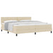 Pat cu arcuri cu saltea cu headboard Crem 200 x 200 cm țesătură - WALTI WALTI