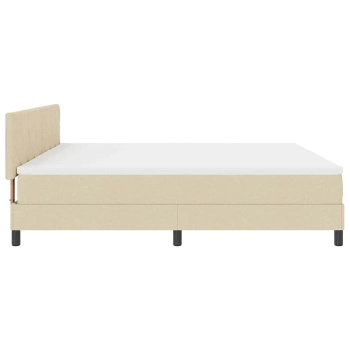 Pat cu arcuri cu saltea cu headboard Crem 200 x 200 cm țesătură - WALTI WALTI