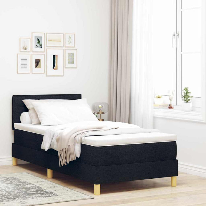 Pat cu arcuri cu saltea cu headboard Negru 80 x 200 cm țesătură - WALTI WALTI