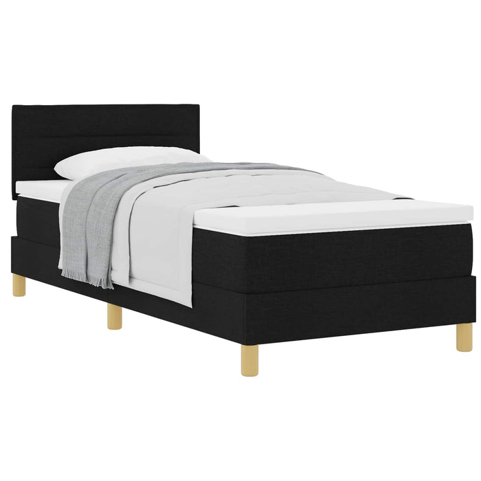 Pat cu arcuri cu saltea cu headboard Negru 80 x 200 cm țesătură - WALTI WALTI