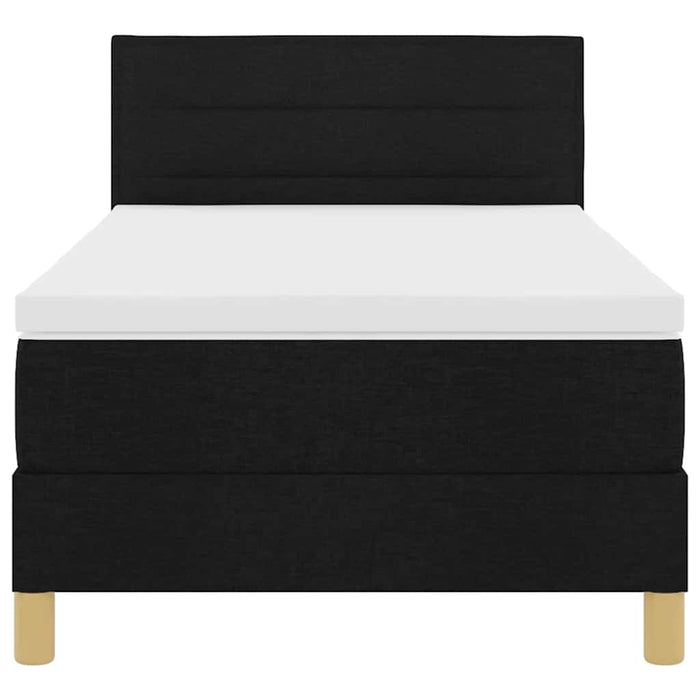 Pat cu arcuri cu saltea cu headboard Negru 80 x 200 cm țesătură - WALTI WALTI