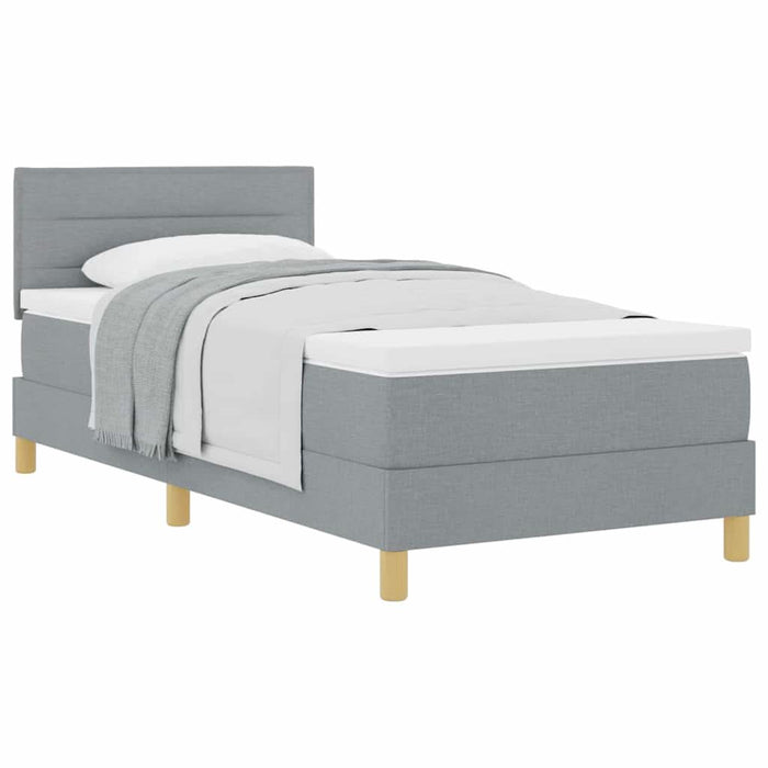Pat boxspring cu saltea Gri deschis 90 x 190 cm țesătură - WALTI WALTI