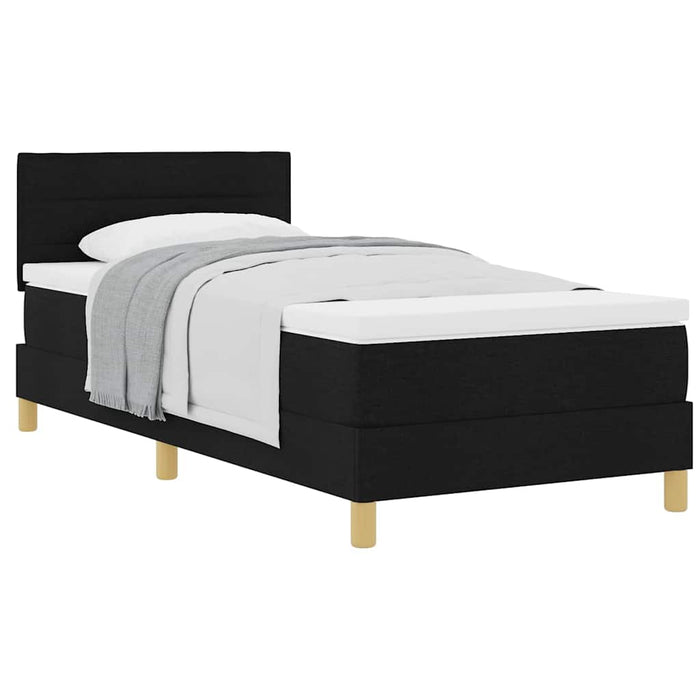 Pat boxspring cu saltea cu saltea Negru 90 x 190 cm țesătură - WALTI WALTI