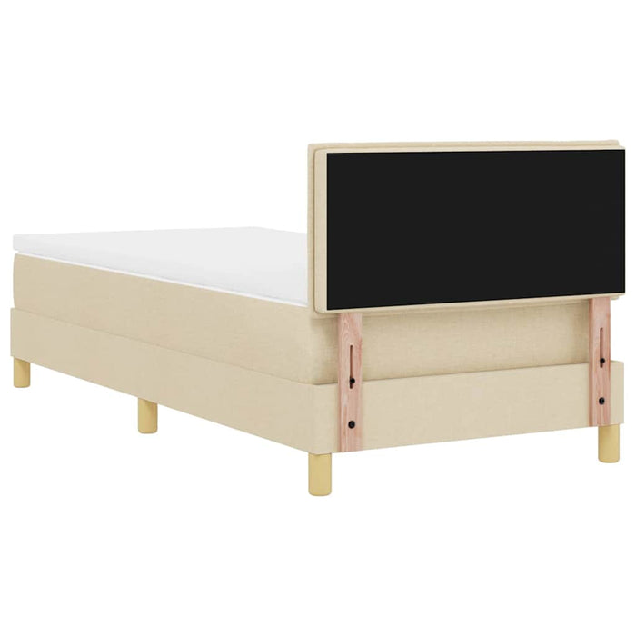 Pat cu arcuri cu saltea cu headboard Crem 90 x 190 cm țesătură - WALTI WALTI