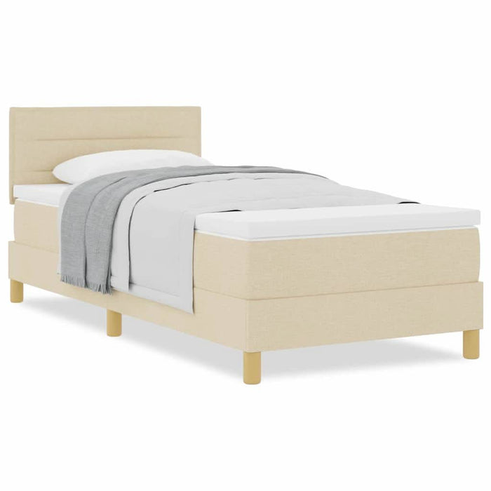 Pat boxspring cu saltea cu saltea Crem 90 x 200 cm țesătură - WALTI WALTI
