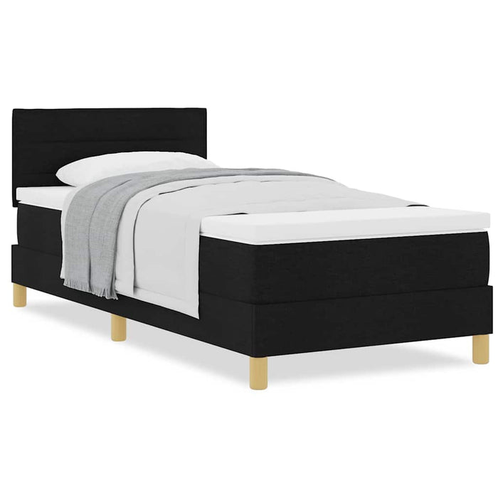 Pat boxspring cu saltea cu saltea Negru 100 x 200 cm țesătură - WALTI WALTI