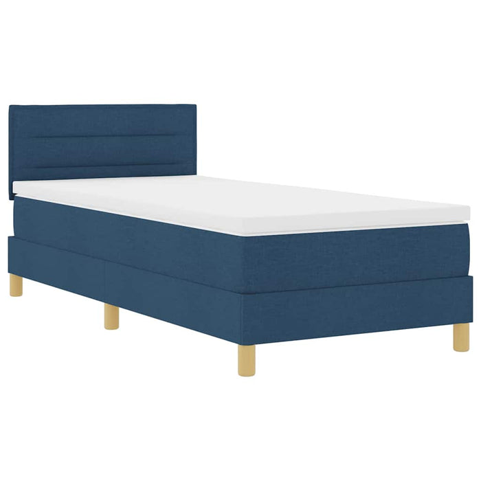Pat boxspring cu saltea albastru 100 x 200 cm țesătură - WALTI WALTI