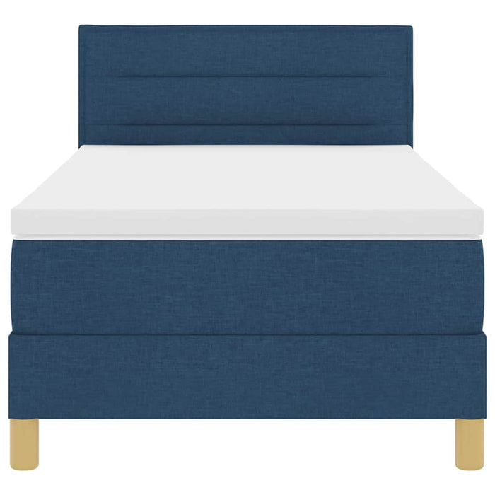 Pat boxspring cu saltea albastru 100 x 200 cm țesătură - WALTI WALTI