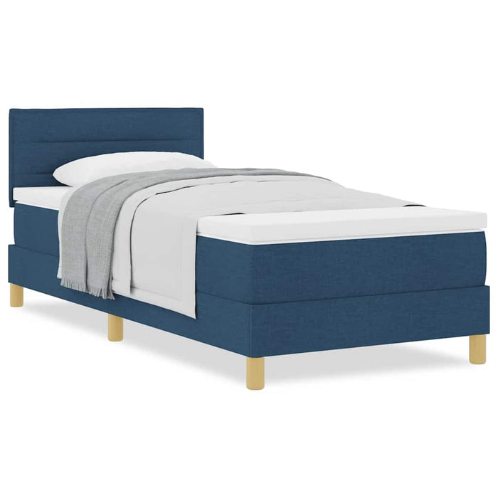 Pat boxspring cu saltea albastru 100 x 200 cm țesătură - WALTI WALTI