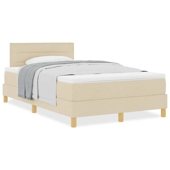 Pat boxspring cu saltea cu saltea Crem 120 x 190 cm țesătură - WALTI WALTI