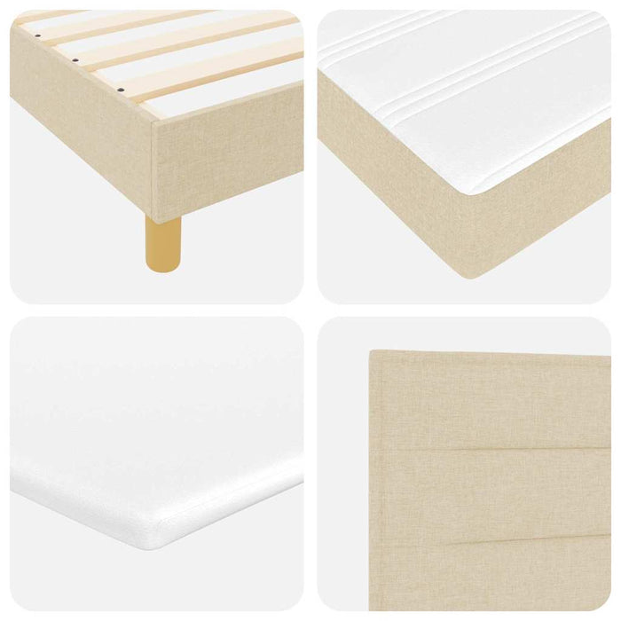 Pat cu arcuri cu pernă cu headboard Crem 160 x 200 cm țesătură - WALTI WALTI