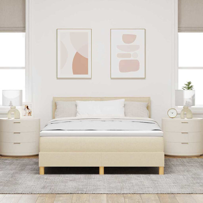 Pat cu arcuri cu pernă cu headboard Crem 160 x 200 cm țesătură - WALTI WALTI