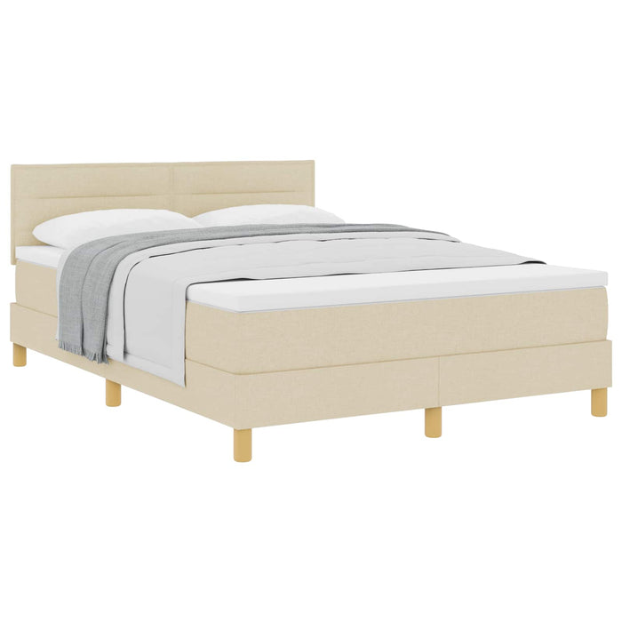Pat cu arcuri cu pernă cu headboard Crem 160 x 200 cm țesătură - WALTI WALTI