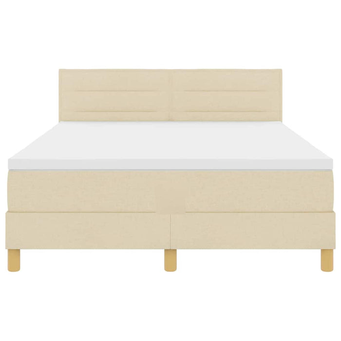 Pat cu arcuri cu pernă cu headboard Crem 160 x 200 cm țesătură - WALTI WALTI