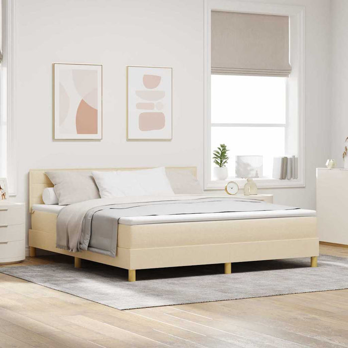 Pat boxspring cu saltea cu saltea Crem 180 x 200 cm țesătură - WALTI WALTI