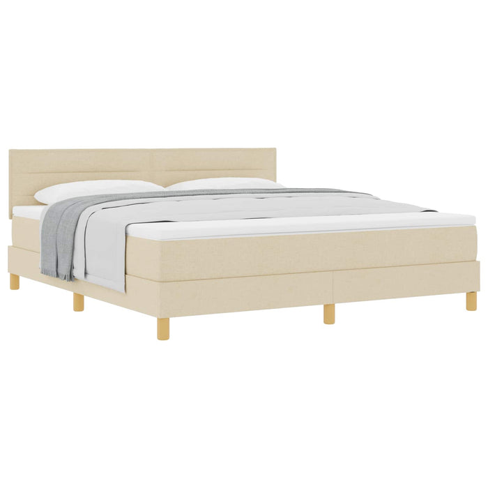 Pat boxspring cu saltea cu saltea Crem 180 x 200 cm țesătură - WALTI WALTI
