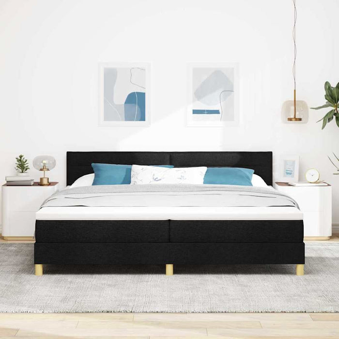 Pat boxspring cu saltea cu saltea Negru 200 x 200 cm țesătură - WALTI WALTI