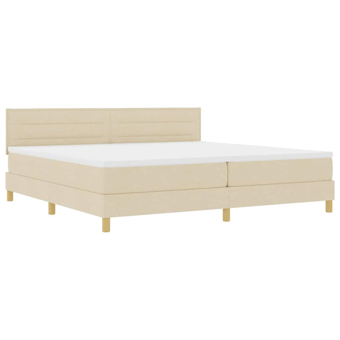 Pat cu arcuri cu saltea cu headboard Crem 200 x 200 cm țesătură - WALTI WALTI