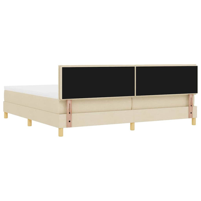 Pat cu arcuri cu saltea cu headboard Crem 200 x 200 cm țesătură - WALTI WALTI