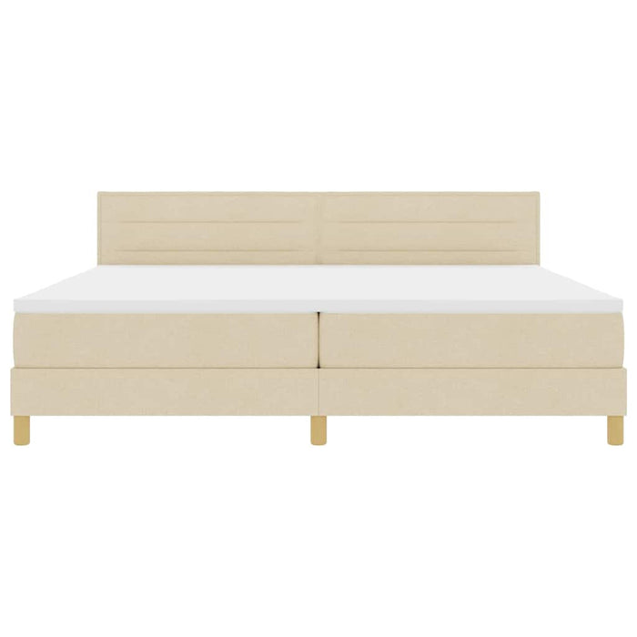 Pat cu arcuri cu saltea cu headboard Crem 200 x 200 cm țesătură - WALTI WALTI