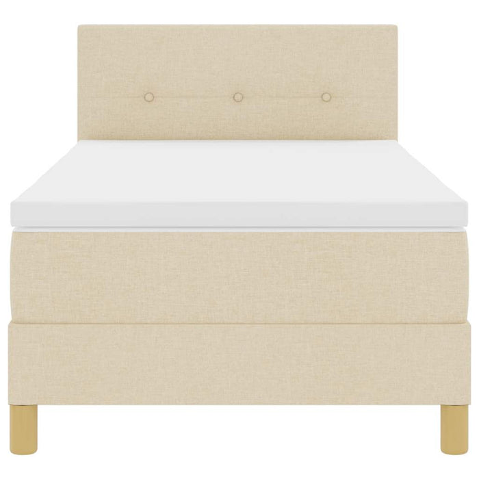 Pat cu arcuri cu pernă cu headboard Crem 80 x 200 cm țesătură WALTI