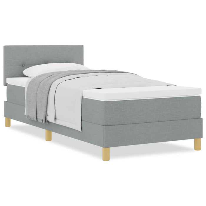 Pat boxspring cu saltea Gri deschis 90 x 190 cm țesătură - WALTI WALTI
