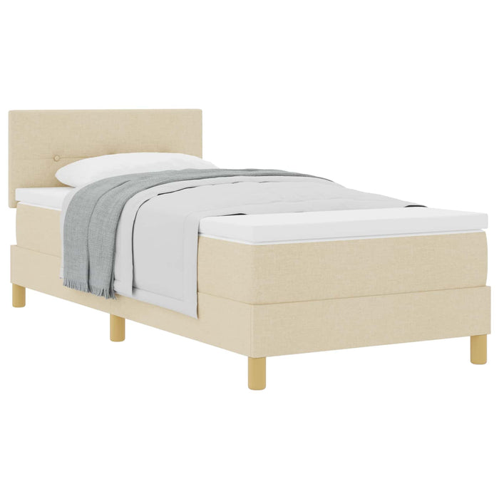 Pat cu arcuri cu pernă cu headboard Crem 100 x 200 cm țesătură WALTI