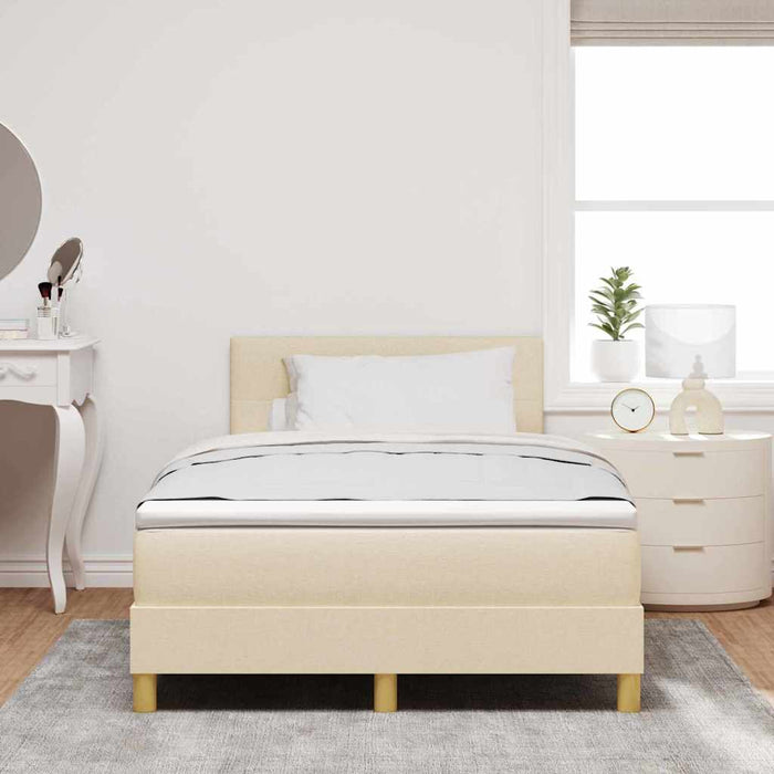 Pat cu arcuri cu pernă cu headboard Crem 120 x 200 cm țesătură WALTI